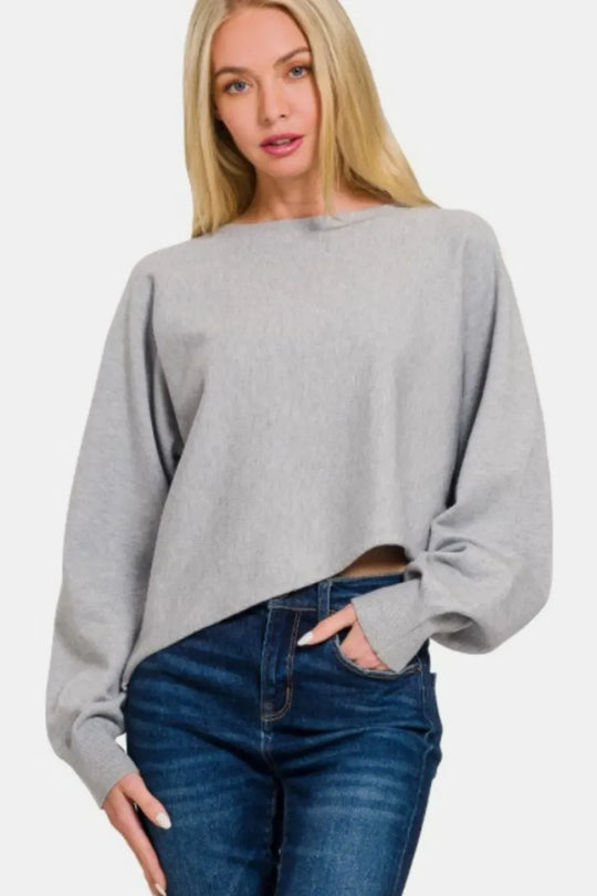 Another view: Asymmetric Hem Long Sleeve Sweater