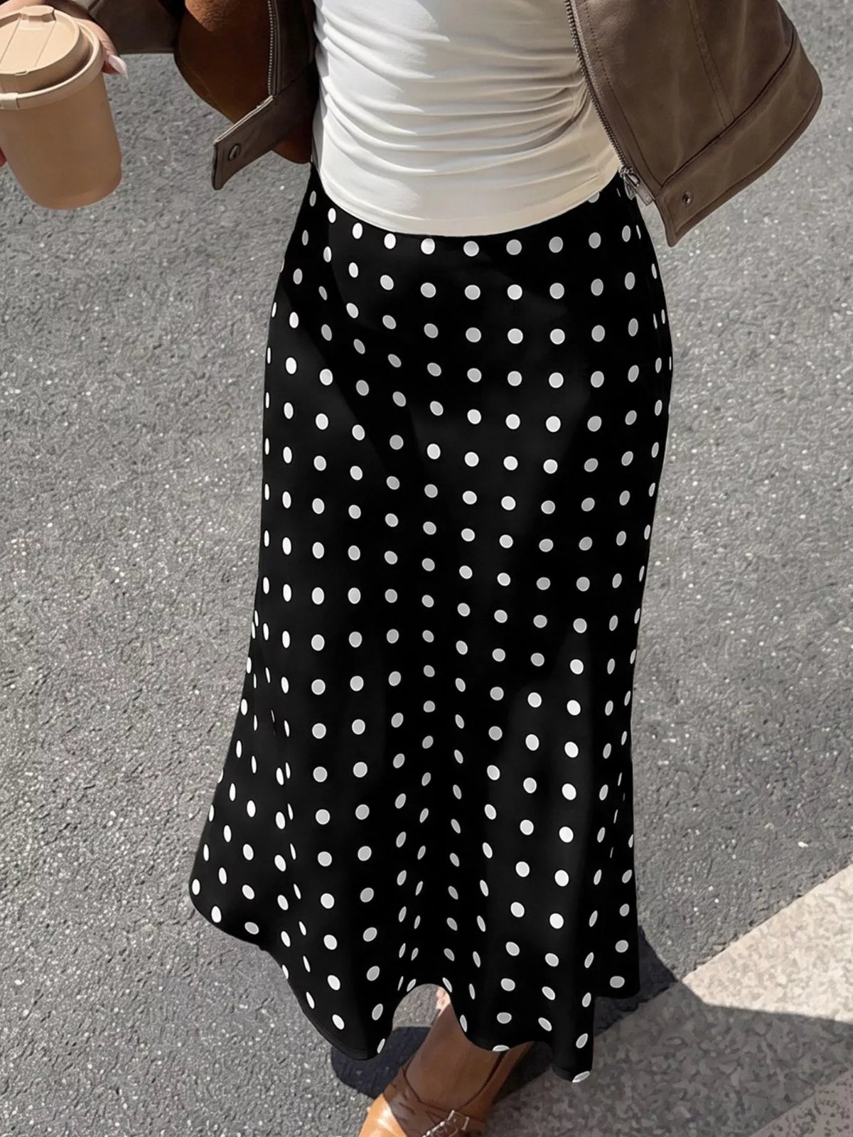 Polka-Dot Midi Skirt