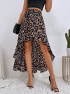 Women's leopard-print ruffle high-low skirt