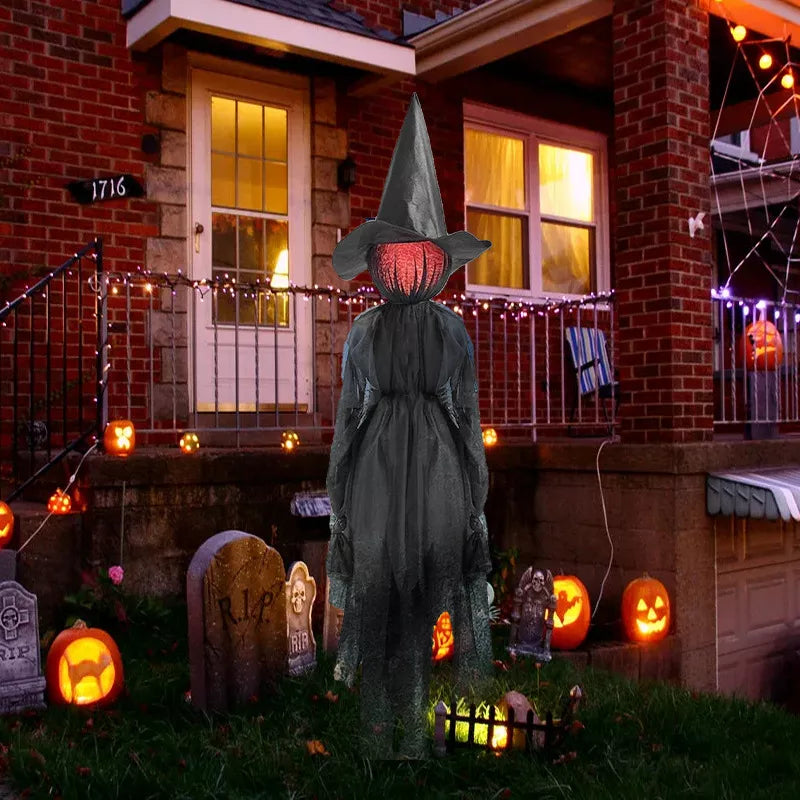 Glowing-Head Halloween Witch Decoration