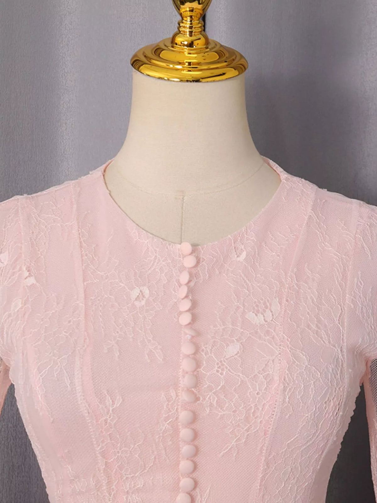 Pink Lace Flare-Sleeve Mini Dress