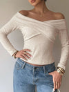 Women's apricot crisscross long-sleeve top