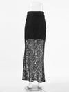 Black full-length lace skirt for women