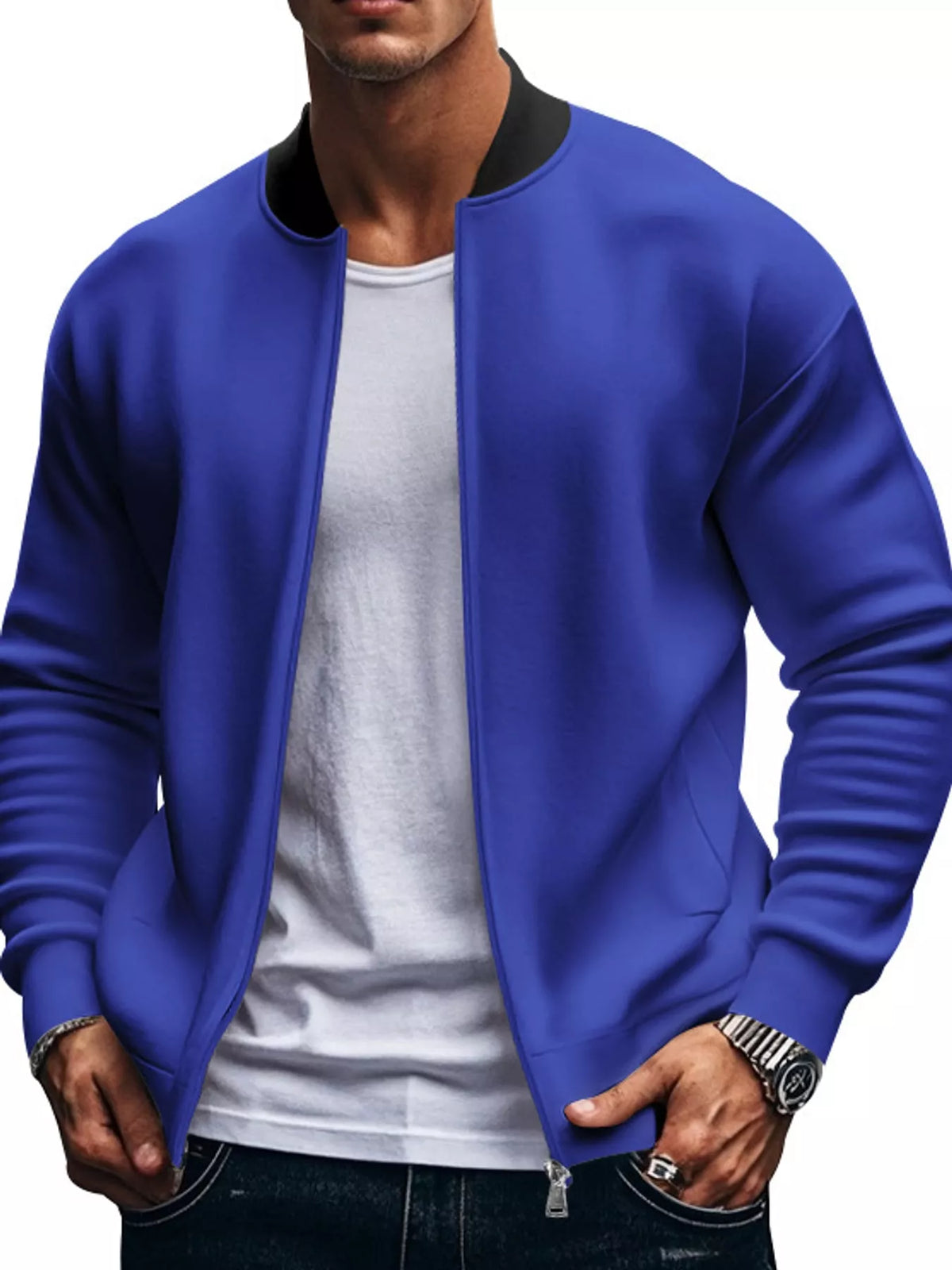 Men's Classic-Fit Zip-Up Bomber Jacket with Pockets — photo 4