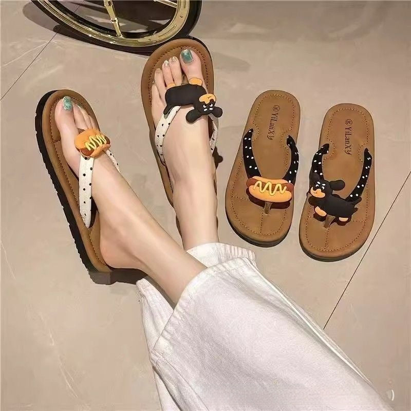 Women's Herringbone Non-Slip Beach Flip-Flops - Soft Sole Summer Slippers