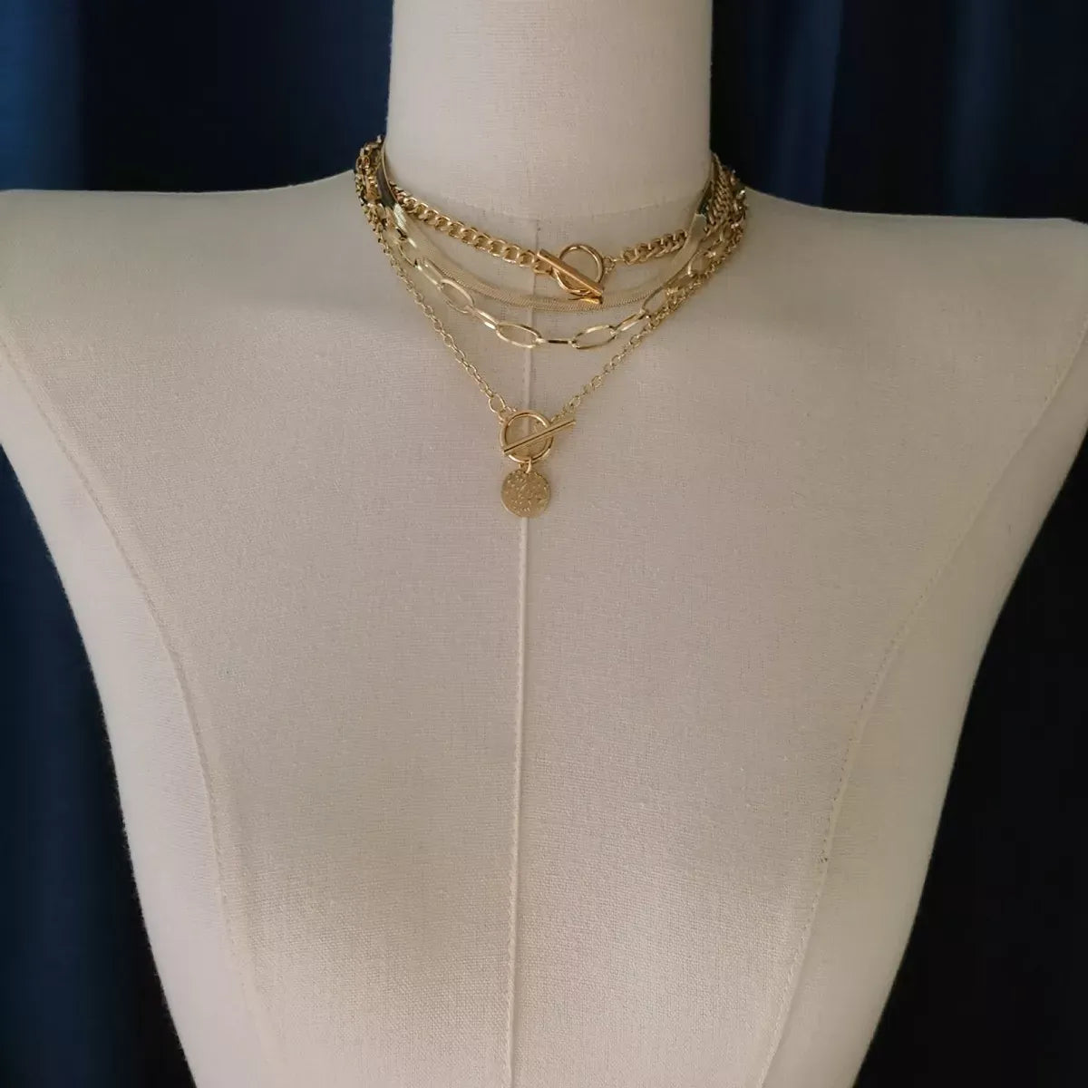4-Piece Layered Gold-Tone Coin Necklace Set — photo 4