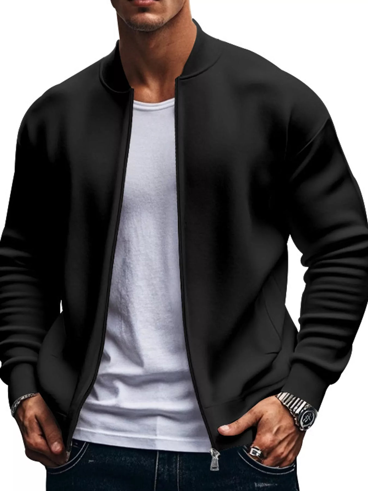 Men's Classic-Fit Zip-Up Bomber Jacket with Pockets — photo 23