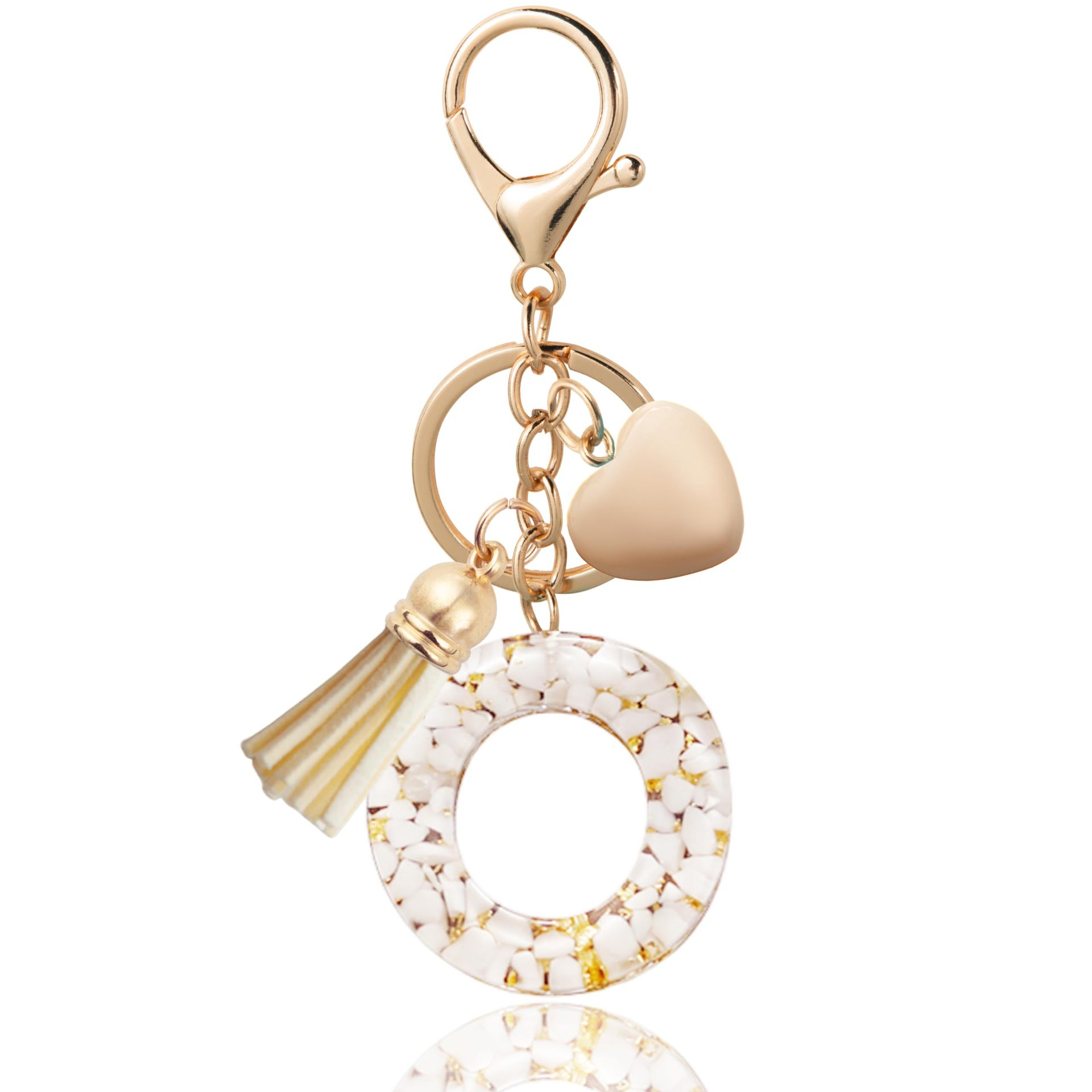 Personalized Heart Shell Letter Pendant Necklace with Tassel - A-Z Initial Charm