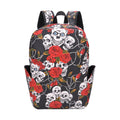 Skull & Rose Hooded Canvas Backpack – Women's Retro Gothic Travel Bag
