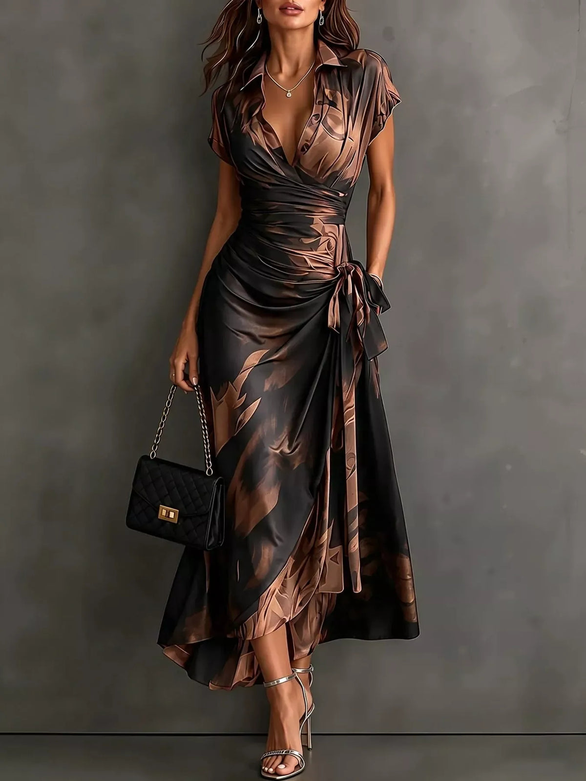Women's High-Low Surplice Dress with Tie Waist — photo 12