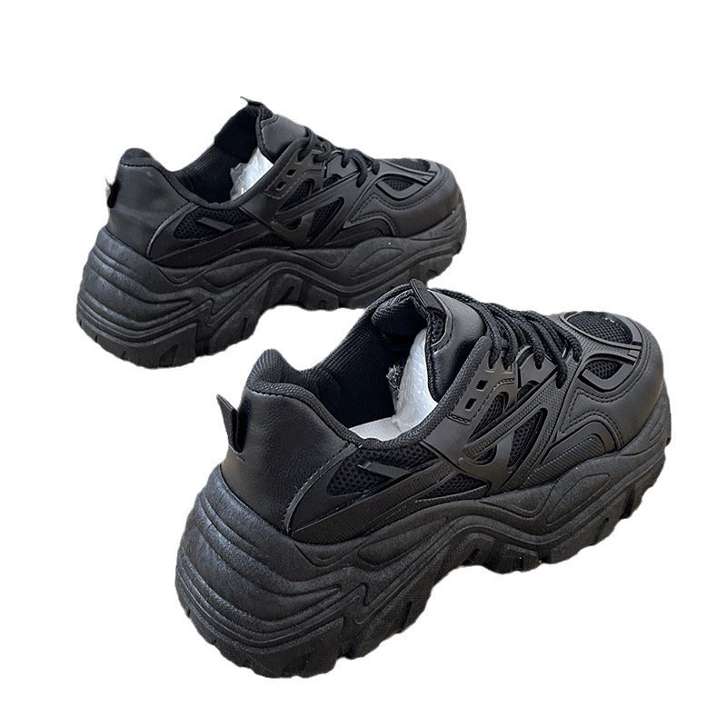 Women's Thick-Soled Breathable Platform Dad Sneakers | Chunky Heel Lace-Up Casual Shoes