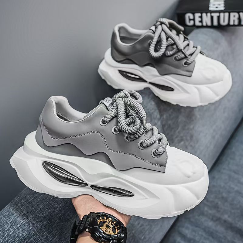 Men's Platform Casual Sneakers - Breathable Mesh Lace-Up Tennis Shoes
