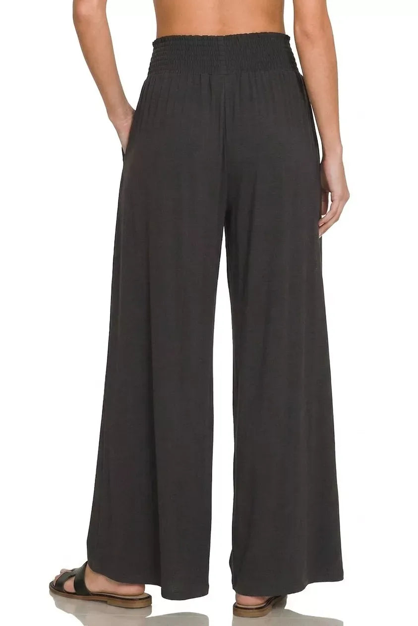 Zenana Smocked High-Waist Wide-Leg Palazzo Pants — photo 3