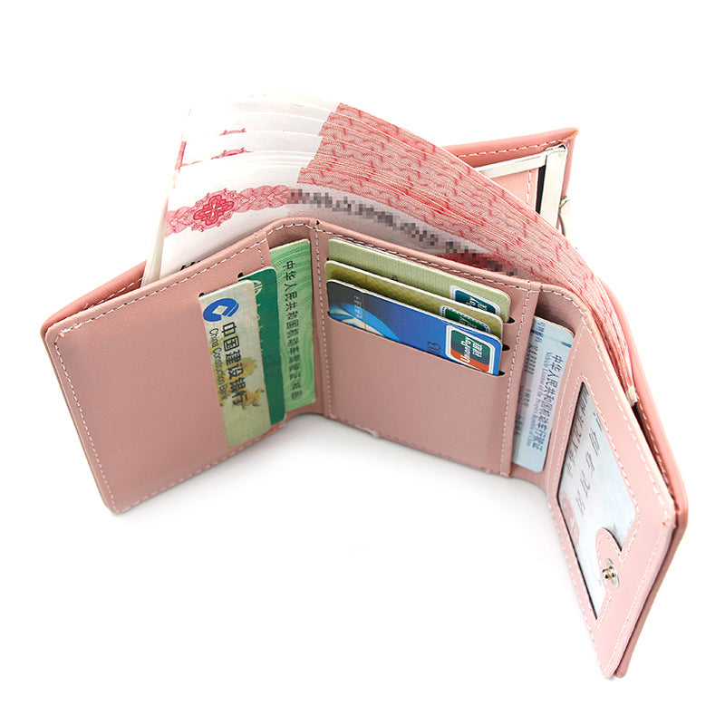 Three-Fold Wallet with Hollowed-Out Heart Design