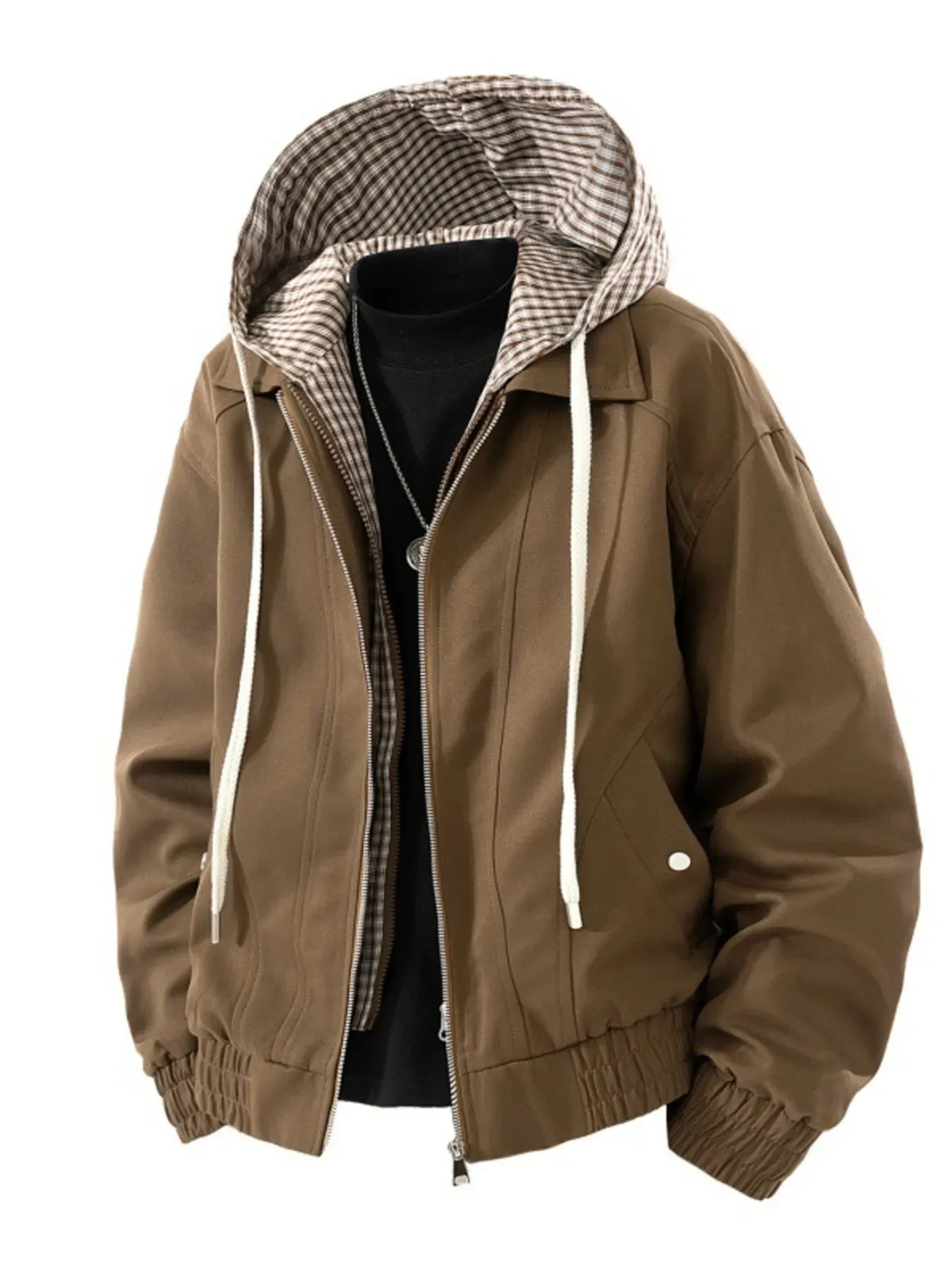 Men's Plaid-Lined Hooded Jacket — Plus Sizes — photo 2