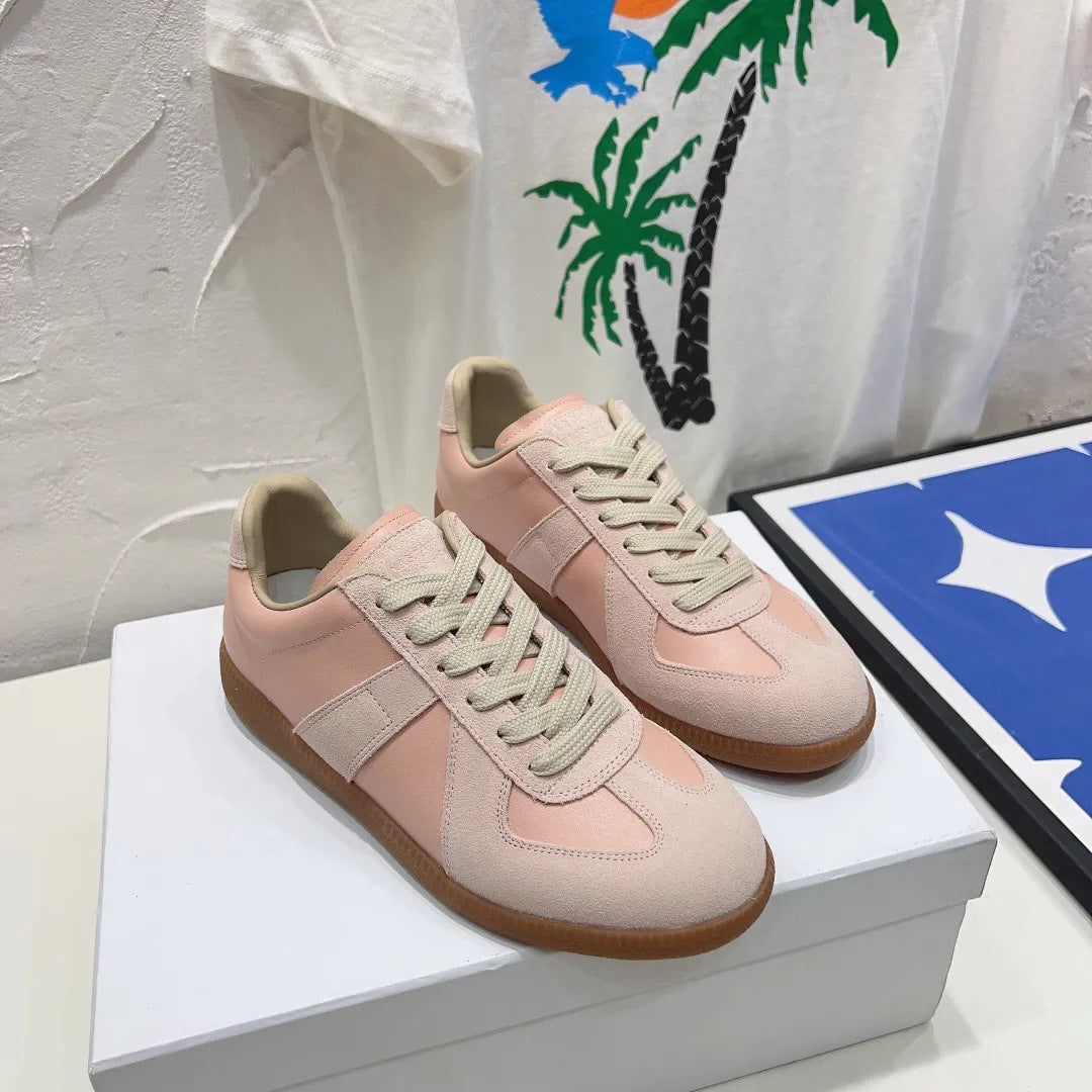 Premium Genuine Leather Casual Sneakers - Unisex Breathable Lace-Up Shoes