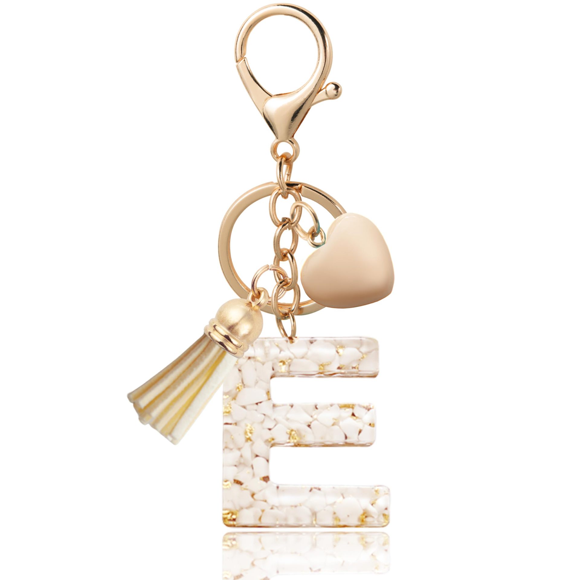 Personalized Heart Shell Letter Pendant Necklace with Tassel - A-Z Initial Charm