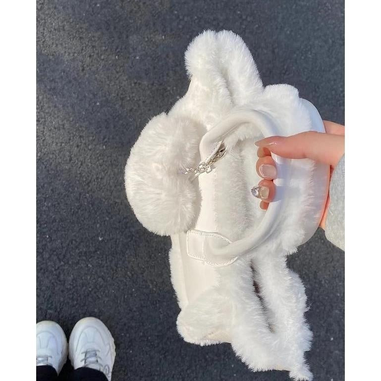 Fluffy Crossbody Bag for Women – Plush PVC Patchwork Shoulder Bag