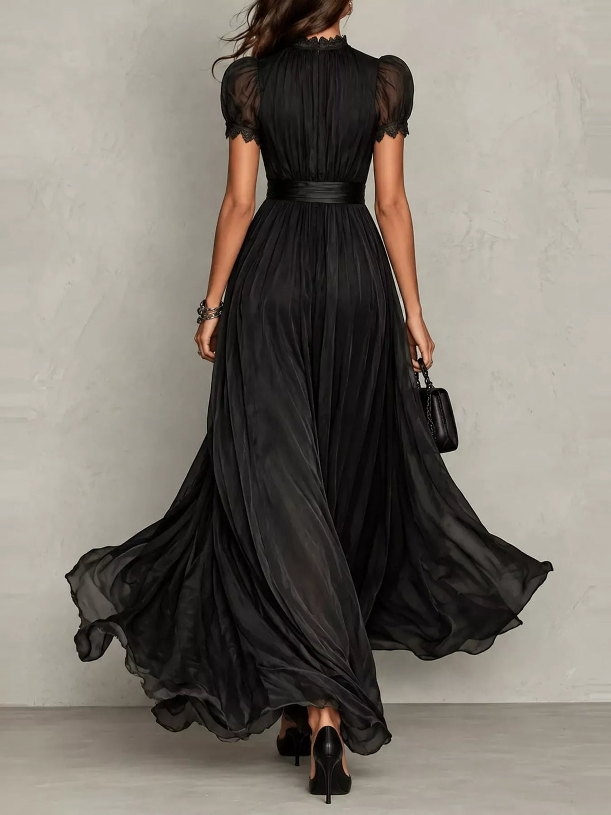 Mock-Neck Chiffon Keyhole Maxi Dress — photo 20