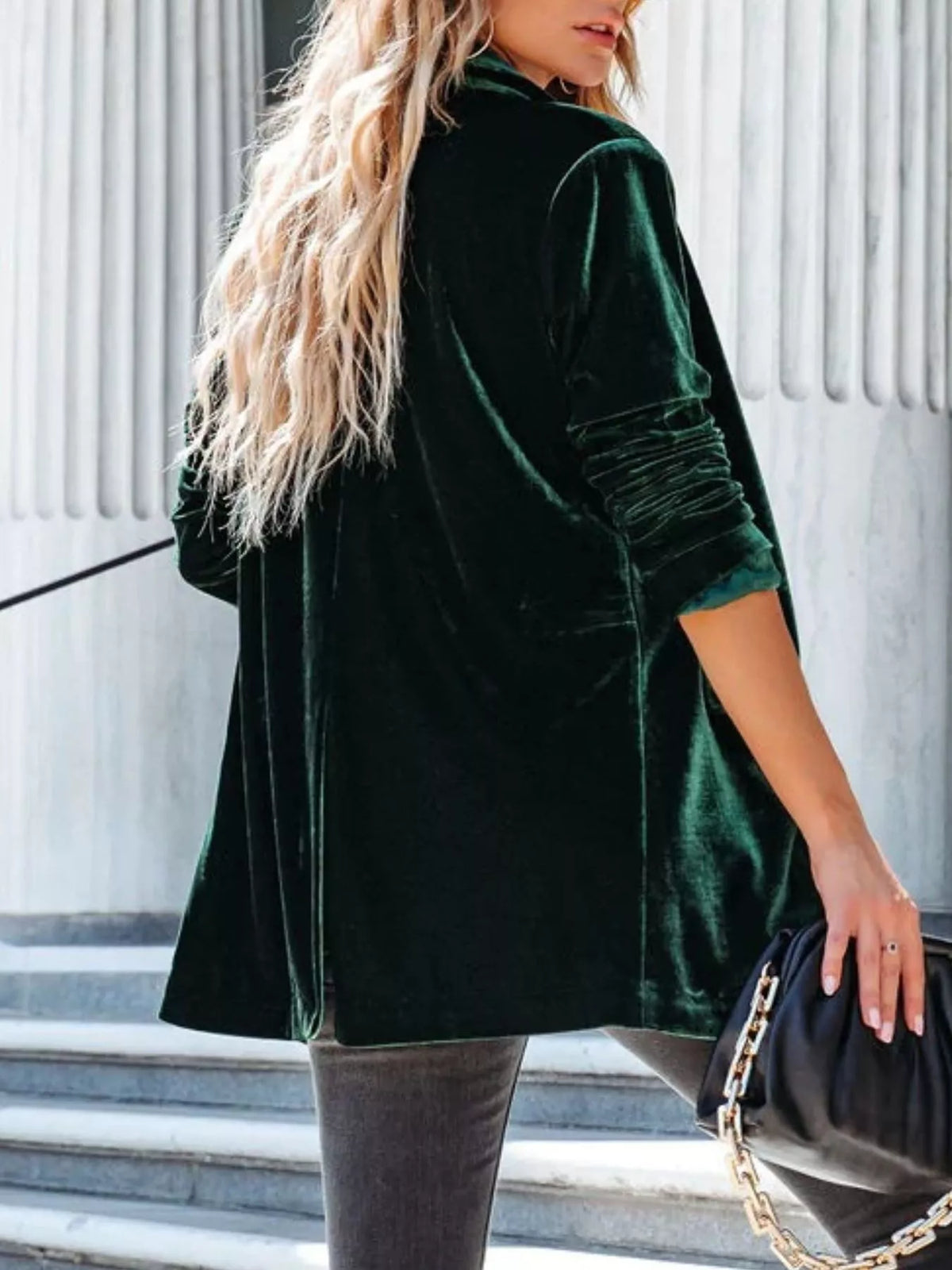 Velvet One-Button Blazer