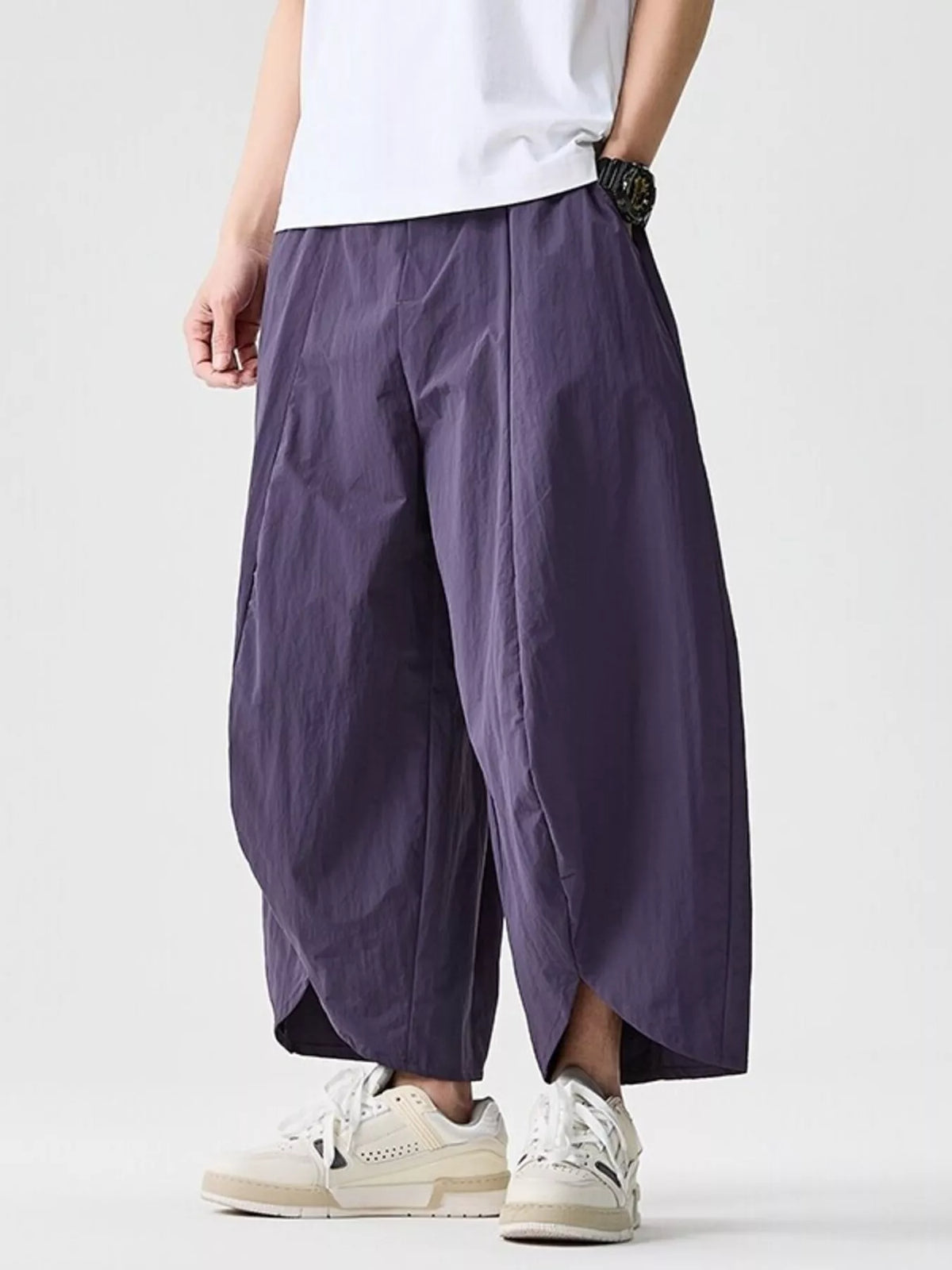 Men's Plus Size Cropped Wide-Leg Harem Pants