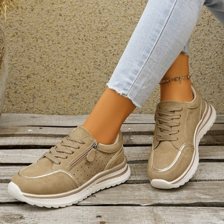Women's Side-Zip Chunky Sole Sneakers - Breathable Casual Fashion Sneakers
