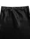 Black high-waist stretch midi skirt with split
