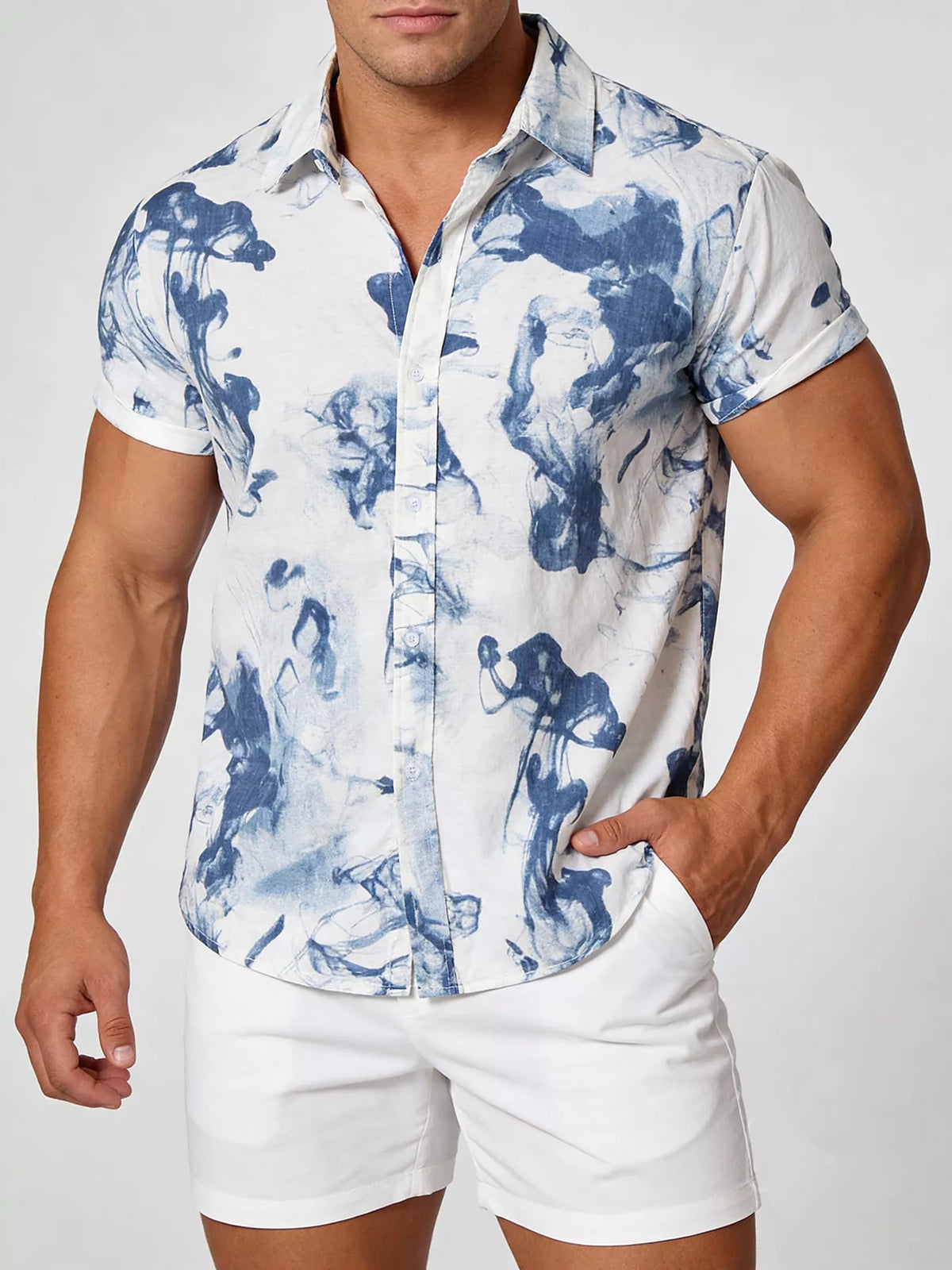 Ink-Wash Short-Sleeve Shirt