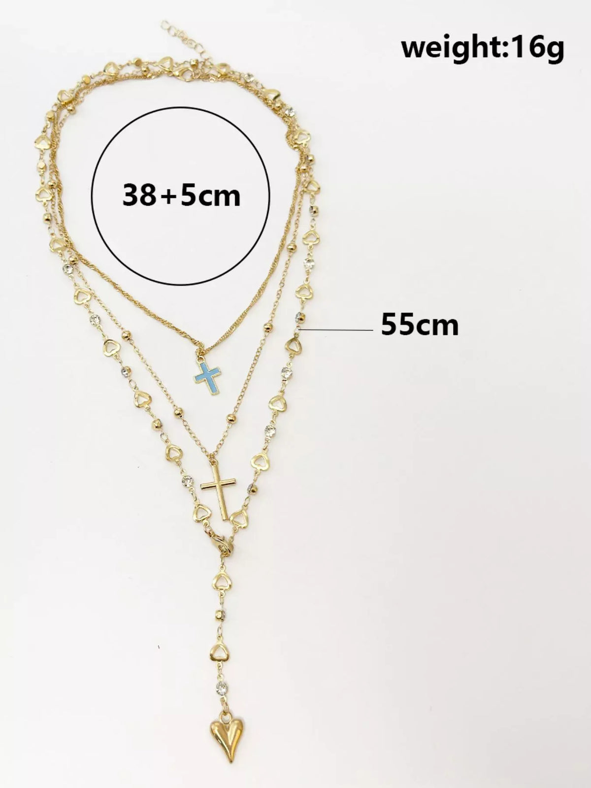Layered Cross & Heart Pendant Necklace — photo 9