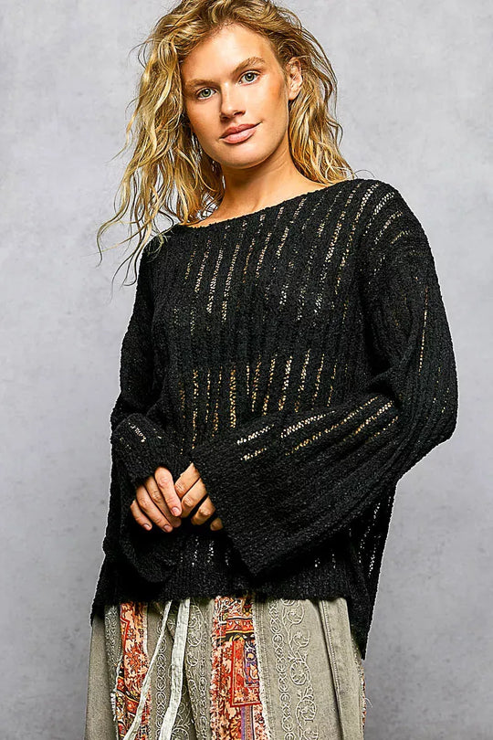 Another view: POL Open-Weave Round-Neck Sweater