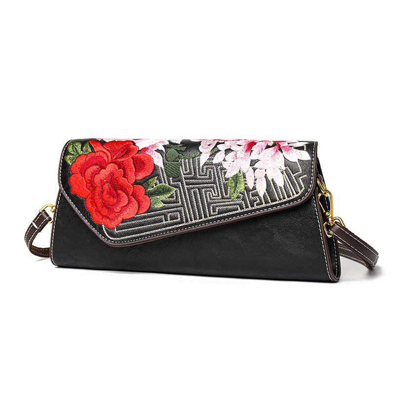 Chinese Floral Embroidered Shoulder Bag | Elegant Women's Handbag
