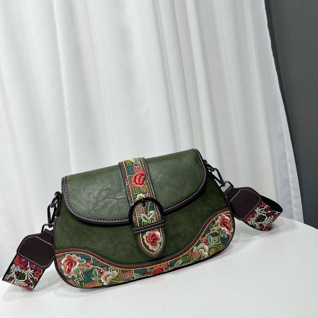 Retro Chinese Embroidered Crossbody Bag for Women - Handcrafted Ethnic Style Shoulder Bag