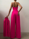 Full-size sweetheart-neck spaghetti-strap wide-leg jumpsuit