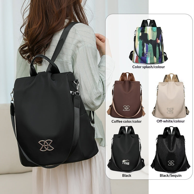 Women's Stylish Lightweight Nylon Backpack - Multi-Pocket Travel Daypack