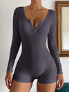 Women's ribbed knit long-sleeve romper
