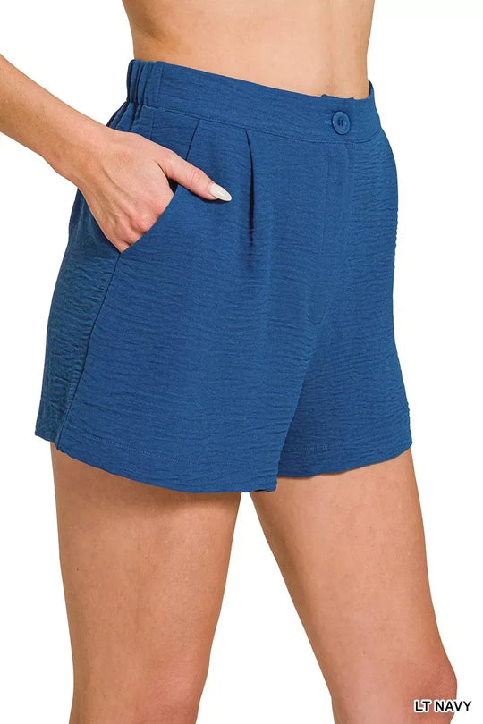 Another view: Woven Airflow Back Elastic Waist Shorts