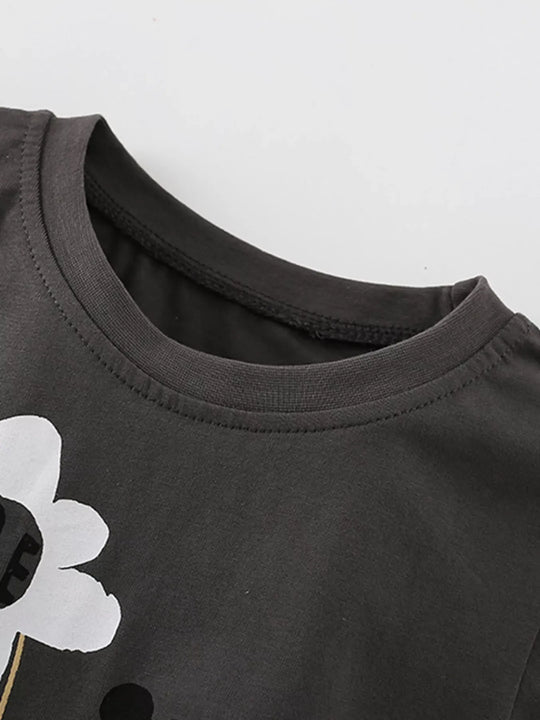 Another view: Kids' Panda Graphic Cotton-Rich T-Shirt – Dark Gray
