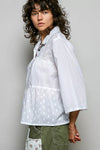 Women's off-white textured cotton blouse by POL