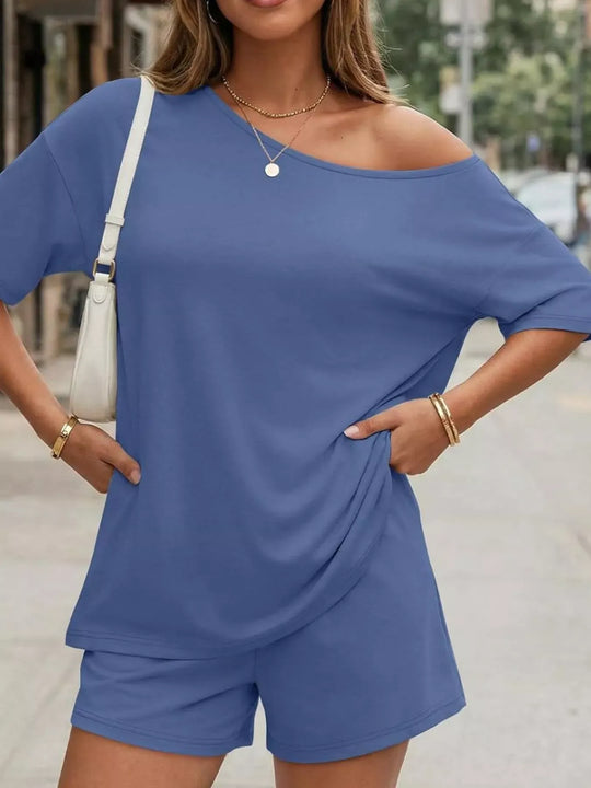 Another view: One Shoulder Top & Shorts Set — Plus Size