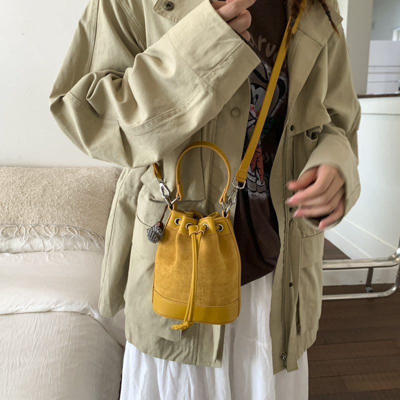 Women's Drawstring Bucket Bag | PU Leather Shoulder Bag with Adjustable Strap