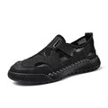 Men's Breathable Leather Mesh Closed-Toe Sandals with Velcro Strap - Genuine Leather & Rubber Sole