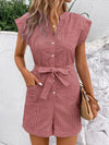 Liora Striped Notched Tie Waist Romper — product view 15
