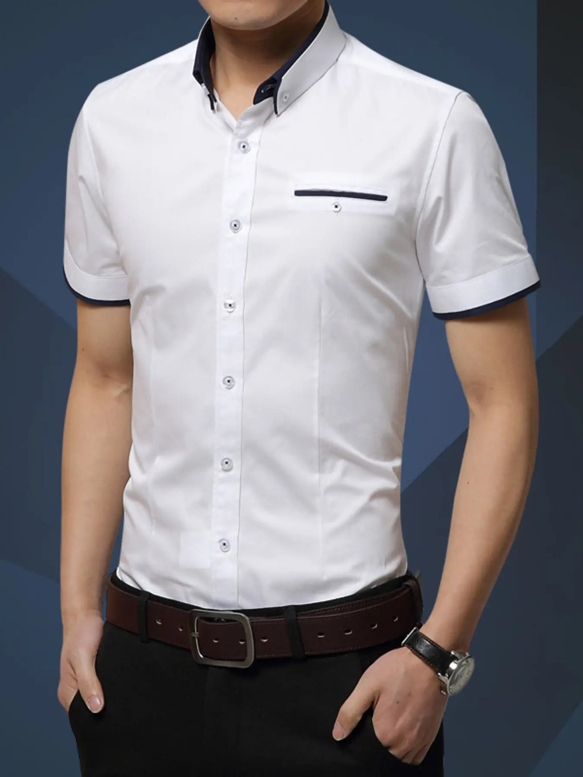 Men's Plus Size Short-Sleeve Button-Up Shirt — photo 5