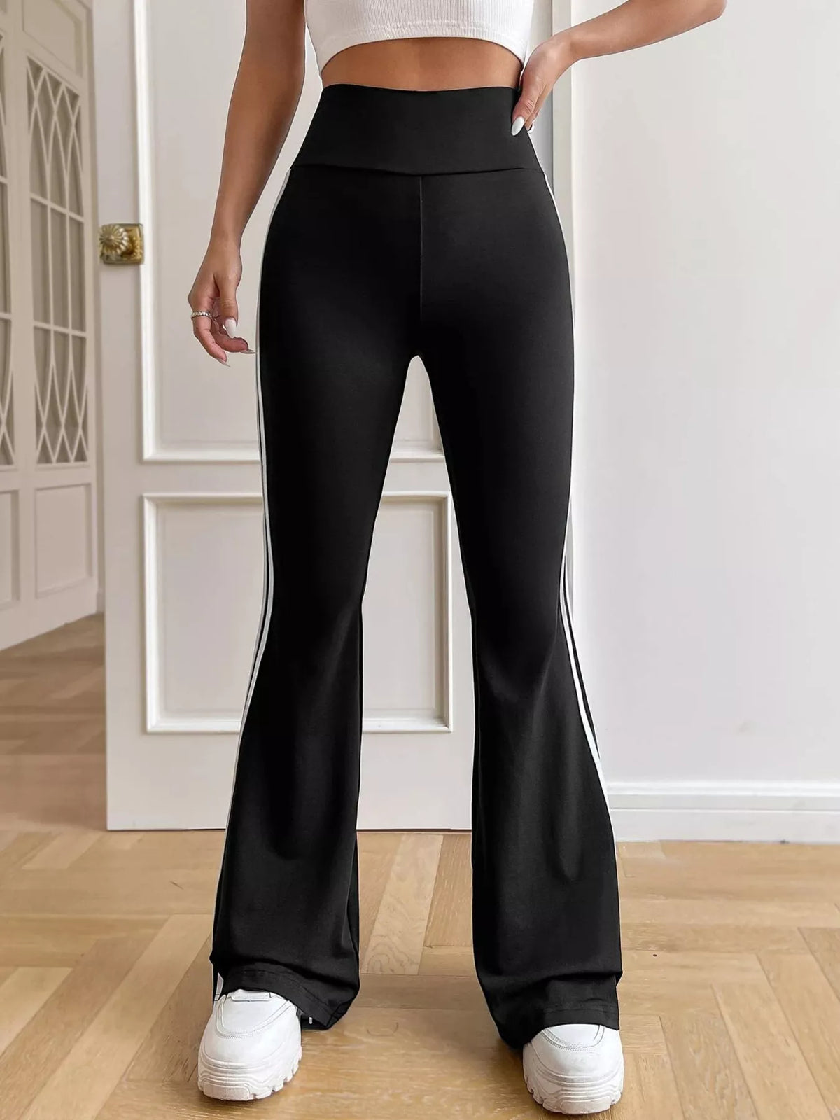 High-Waisted Side-Stripe Flare Active Pants