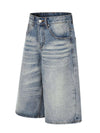 Vintage Indigo Wide-Leg Denim Shorts — color or detail view 2