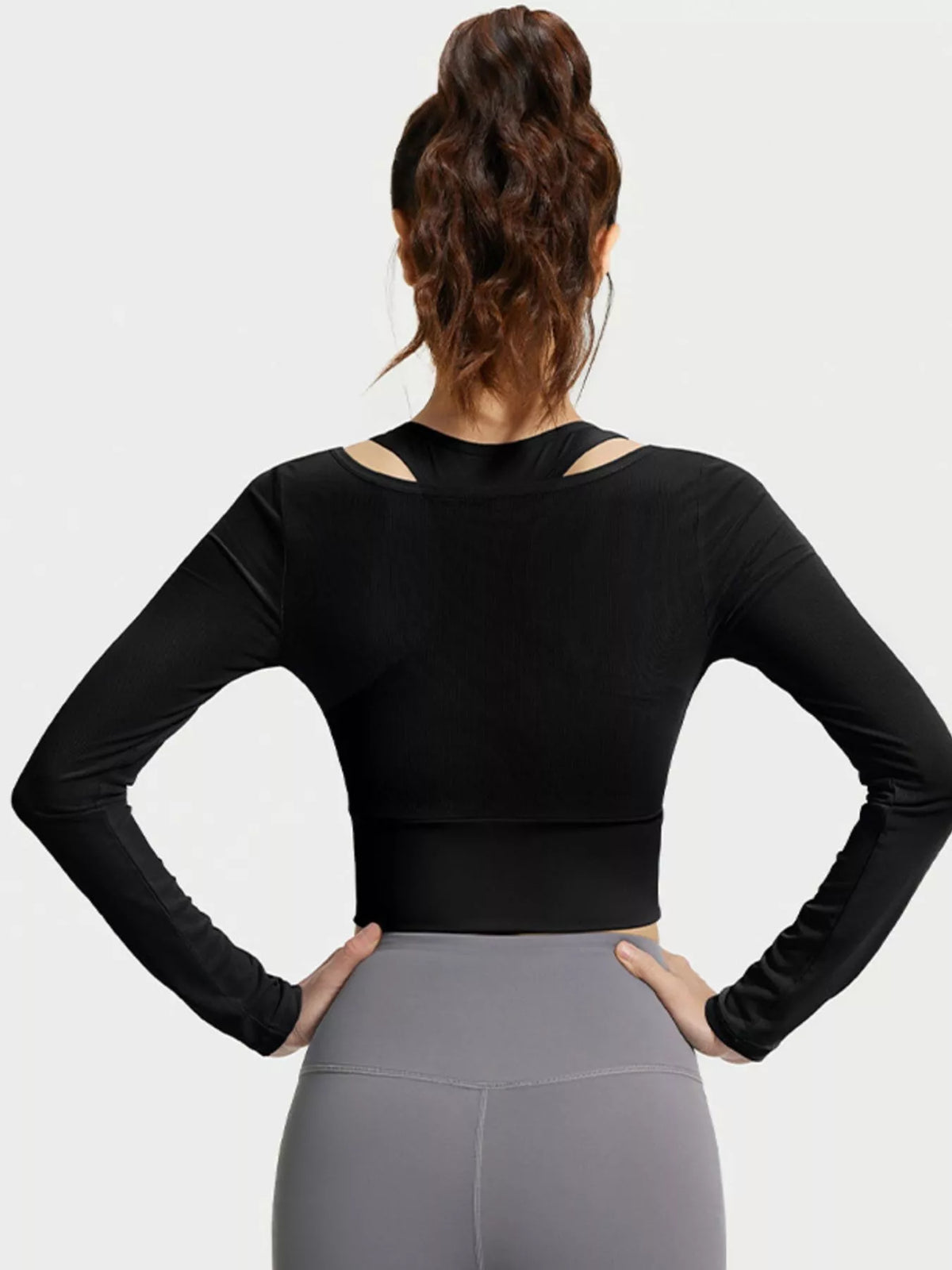 Long-Sleeve Active Top with Built-In Bra
