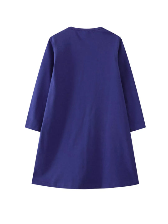 Another view: Girls' Fairy Appliqué Long-Sleeve Dress – Navy
