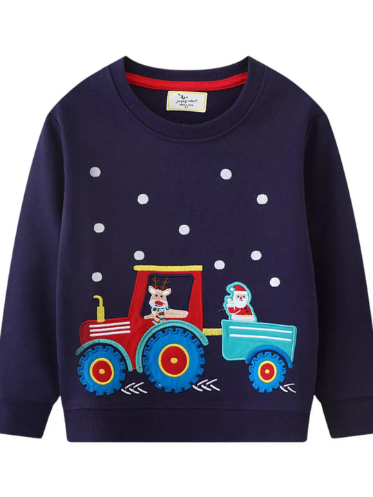 Another view: Kids’ Embroidered Christmas Sweatshirt — Dark Navy