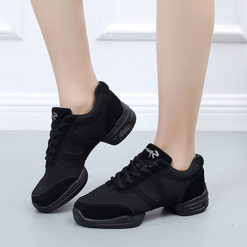 Women's Breathable Mesh Jazz Dance Shoes - Lightweight Lace-Up Sneakers for Modern Dance, Fitness & Square Dancing