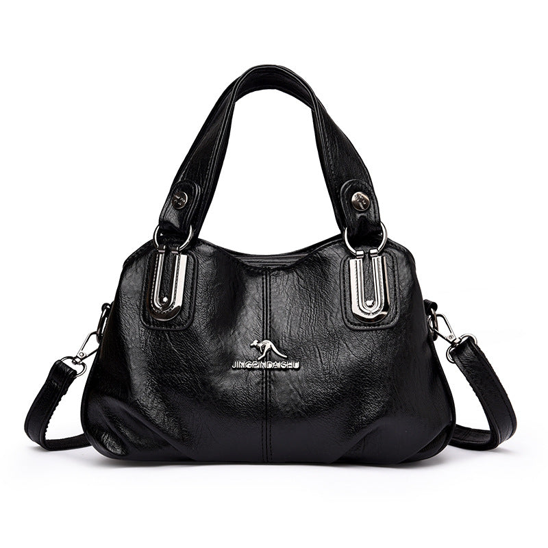 Women's Soft PU Leather Bucket Handbag – Retro European Style